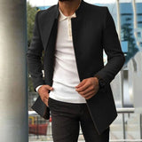 Aidase Fashion Men Slim Woolen Coat Simple Stand Collar Single-Breasted European Black Jacket Cardigan Oversize Windbreaker 2021 Spring aidase-shop