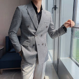 Aidase Plaid Casual Blazer Masculino Social Club Wedding Mens Dress Coat Veste Costume Homme 2021 British Style Mens Blazer Suit Jacket aidase-shop