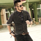 Aidase men casual sleeveless jacket coat mens formal waistcoats dress suit vest slim Three button Woolen vest British suit vest M87 aidase-shop