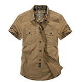 Aidase Men New Summer Men's Solid Military Short Sleeves Shirts Cotton Breathable Chemise homme Loose Army Shirt aidase-shop
