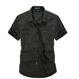 Aidase Men New Summer Men's Solid Military Short Sleeves Shirts Cotton Breathable Chemise homme Loose Army Shirt aidase-shop