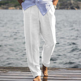 Men's Linen Pants Trousers Summer Pants Beach Pants Pocket Plain Comfort Breathable Outdoor Daily Going out Linen / Cotton Blend Fashion Streetwear Black White mysite